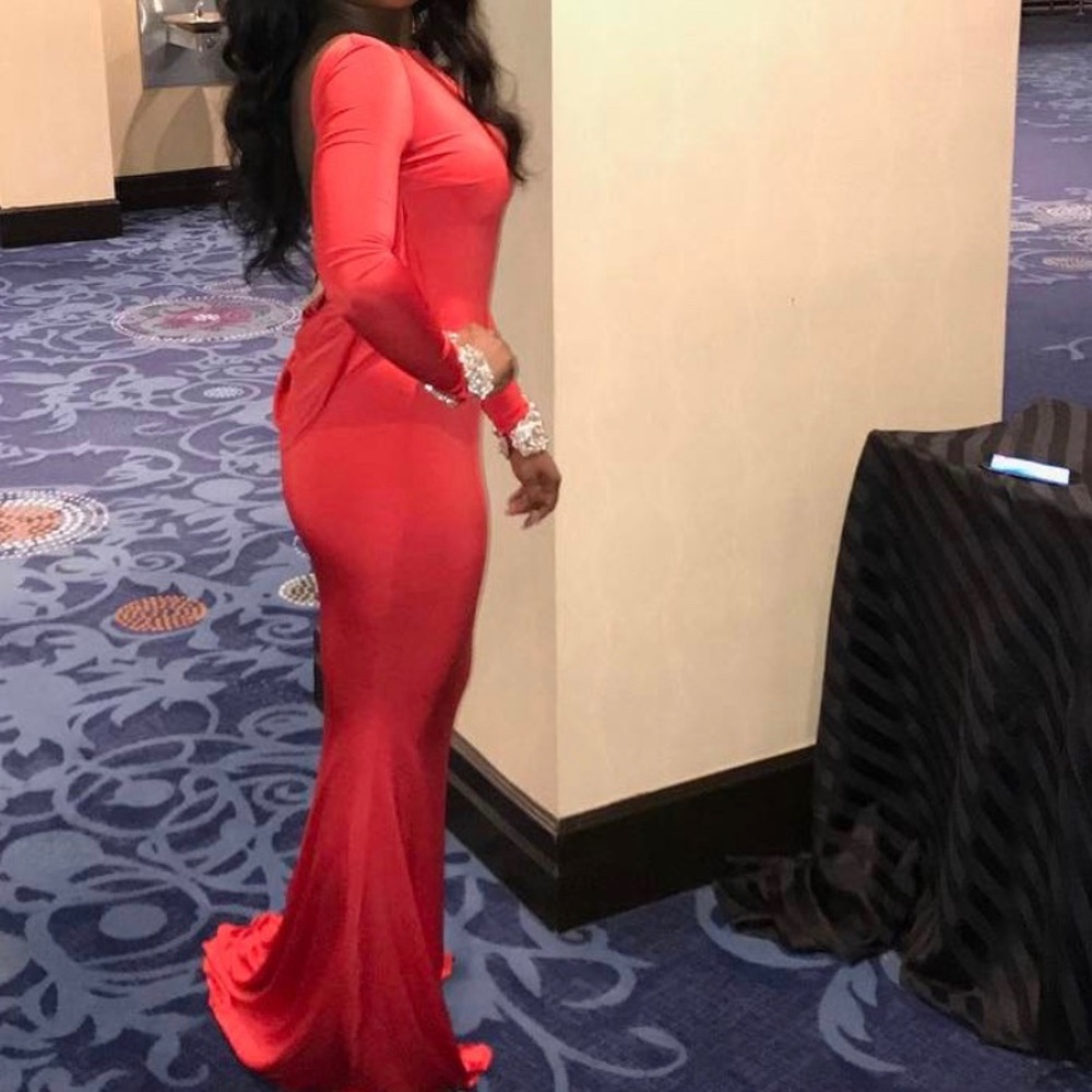 Long red gown